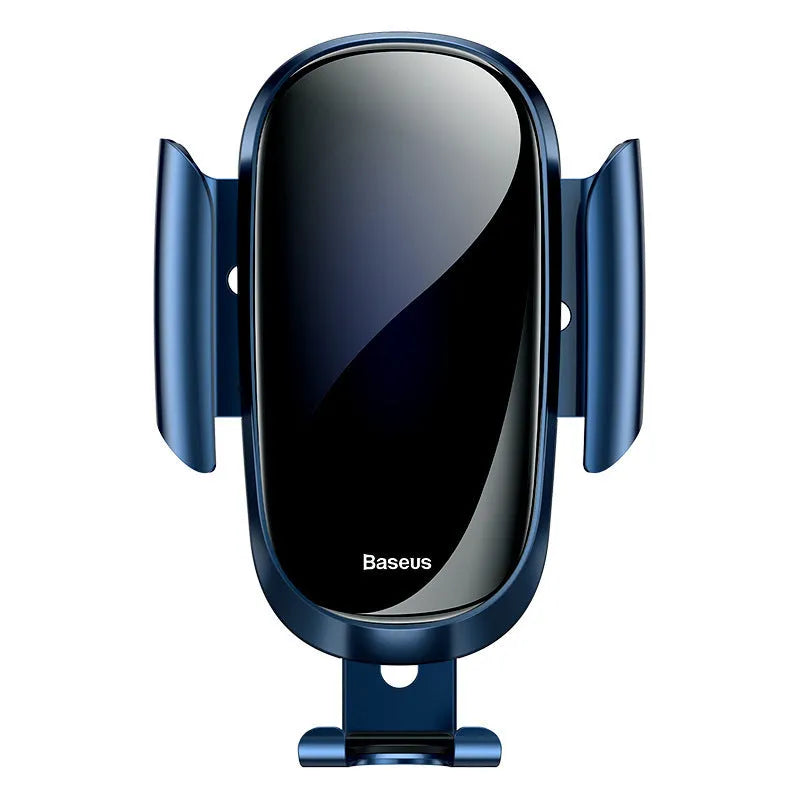 Smart car bracket mount holding a mobile phone, showing 360-degree rotation and adjustable clamp.