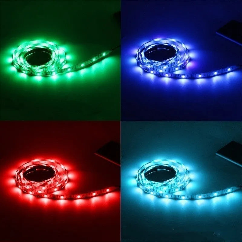 A 1-metre long white USB LED light strip with SMD5050 LEDs and a 50cm USB power cable.