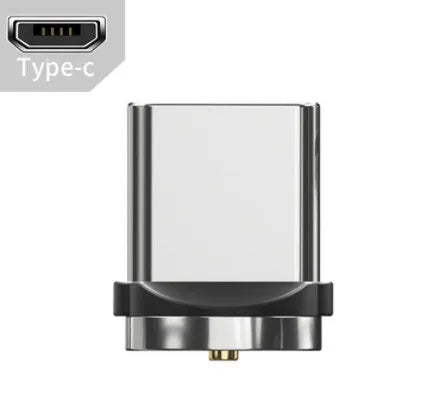 Essager black magnetic USB charging cable showing 360-degree rotating connector and blue LED light.