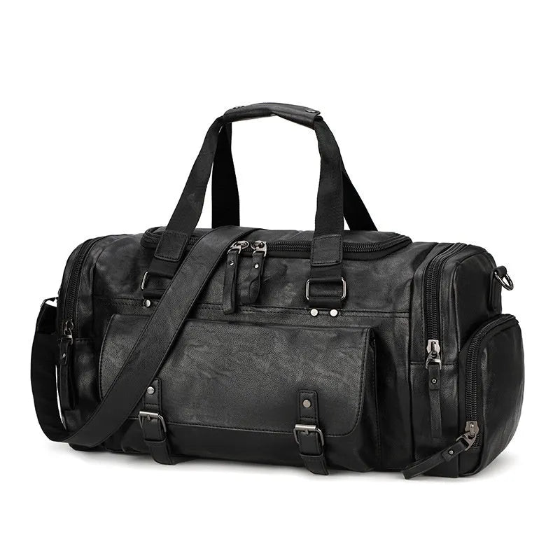 Black large capacity travel bag for shoes and trainers with dimensions 52cm by 19cm by 27cm.