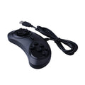 Black Sega USB PC game controller with 1.8 metre cable on a desk