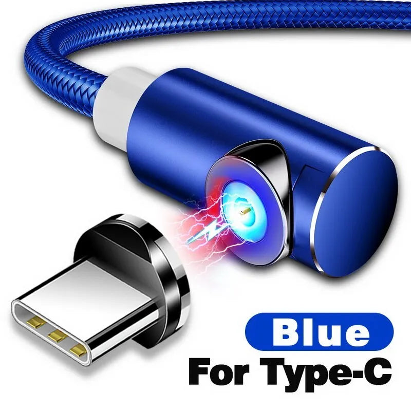Magnetic charging cable with aluminium housing showing blind magnetic alignment and colour options