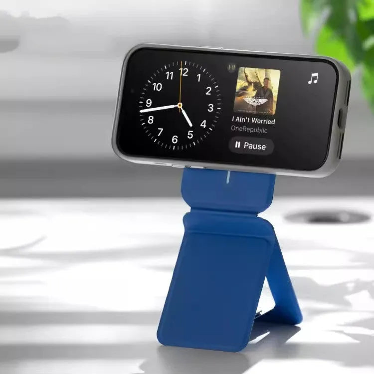 Black magnetic mobile phone holder case showing front view and side profile measuring 96.5mm.