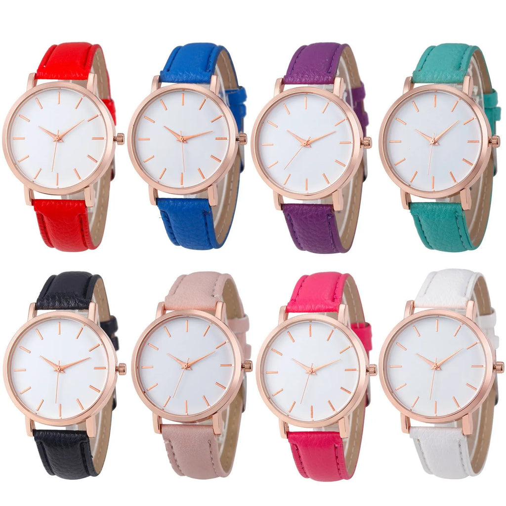 35.5mm square quartz wristwatch with PU leather strap in thirteen colour options