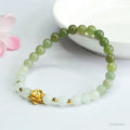 Hand-woven Hetian jade gradient bracelet with lotus beads, 17cm length