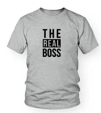 Men's loose fit round neck T-shirt with a printed graphic, short sleeves, on a white background.
