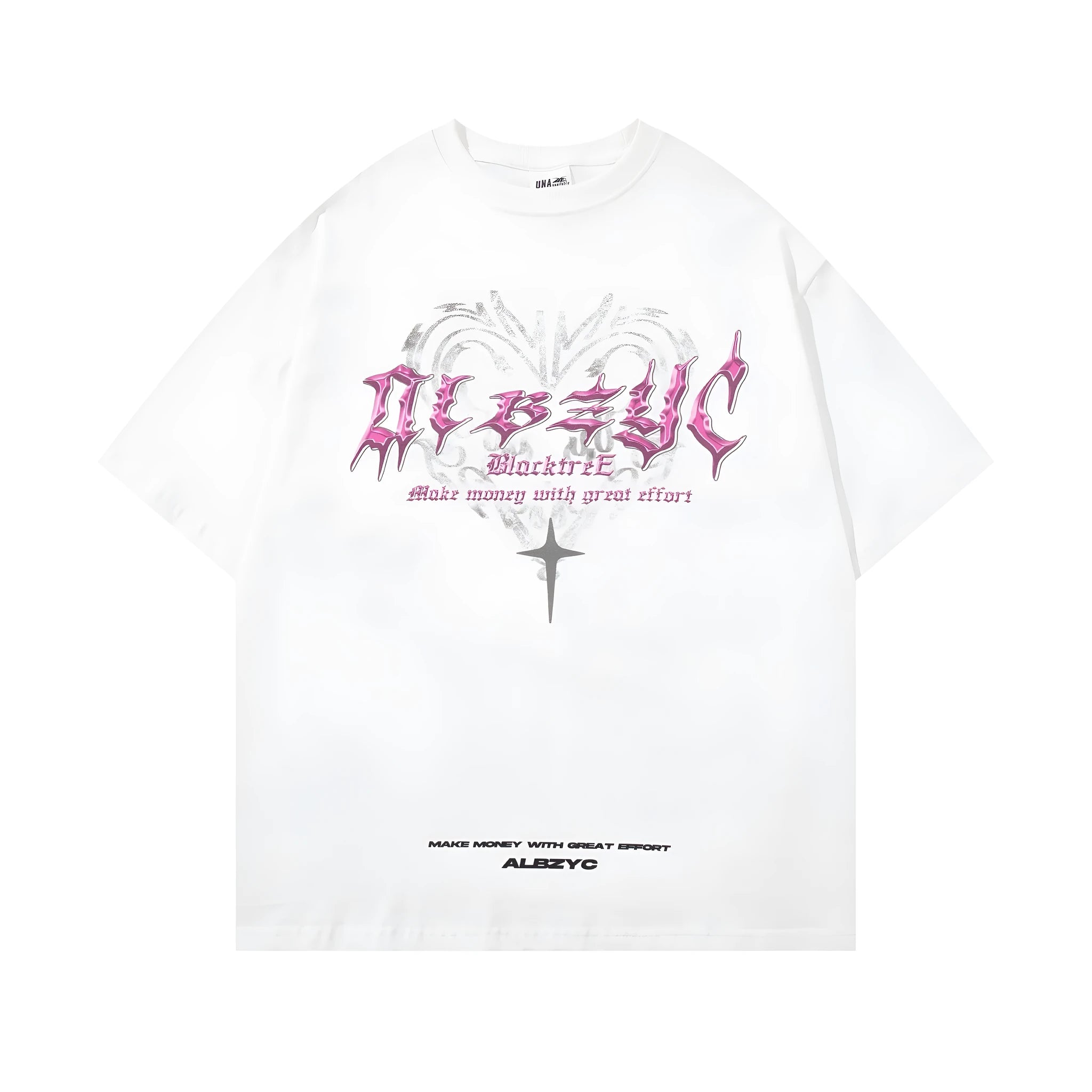 Men's black retro printed cotton t-shirt with round neck and short sleeves on hanger