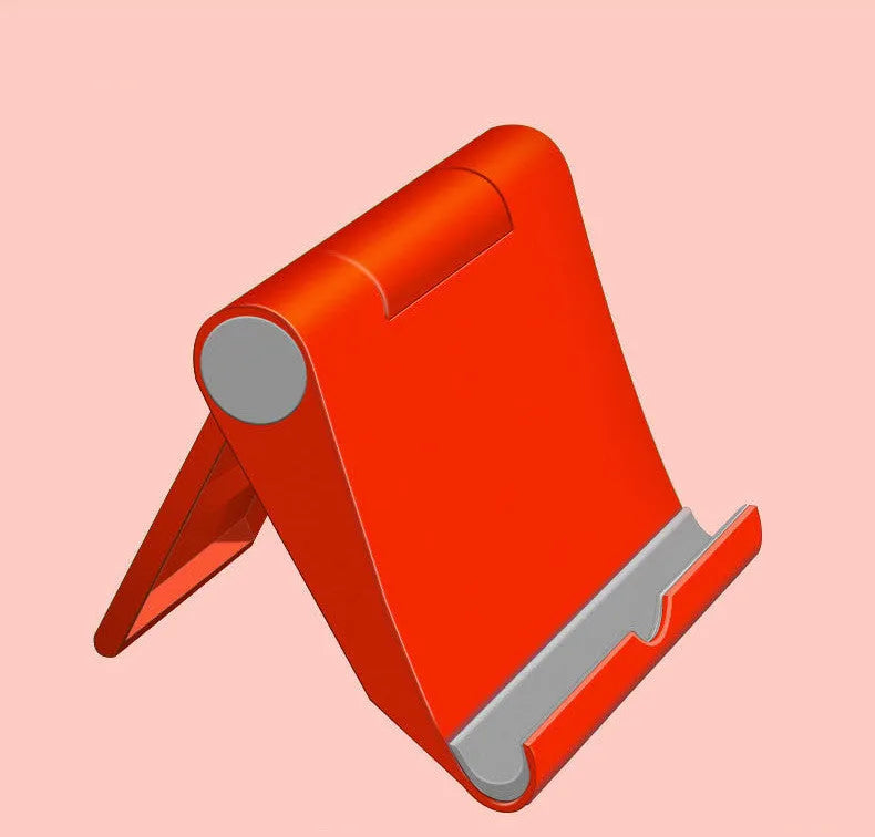 PE folding mobile phone stand in multiple colours showing multi-angle adjustment for tablets and smartphones