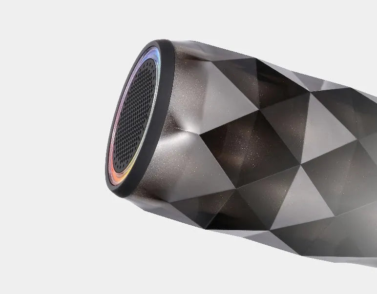 Black crystal diamond cut Coke can shaped Bluetooth lantern speaker with colourful LED starry sky lighting effect.