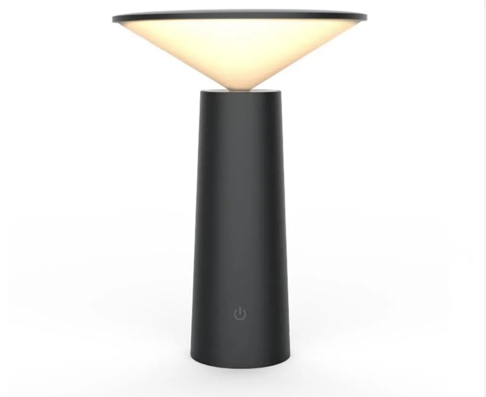 USB rechargeable table lamp with touch sensor and adjustable LED reading light in black or white