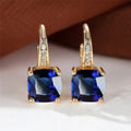 Geometric square ear clips with moissanite inlays in gold silver and coloured electroplated finishes