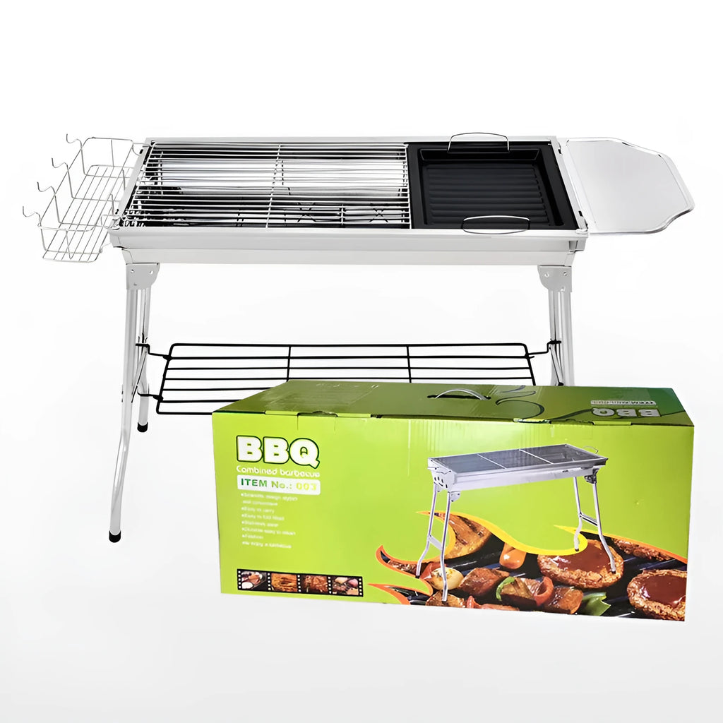 Stainless steel portable folding barbecue grill oven for outdoor cooking