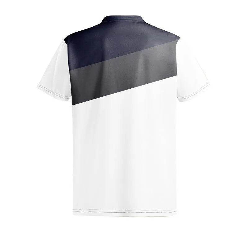 Men's digital print short sleeve T-shirt in polyester pearl cotton fabric showing colour pattern