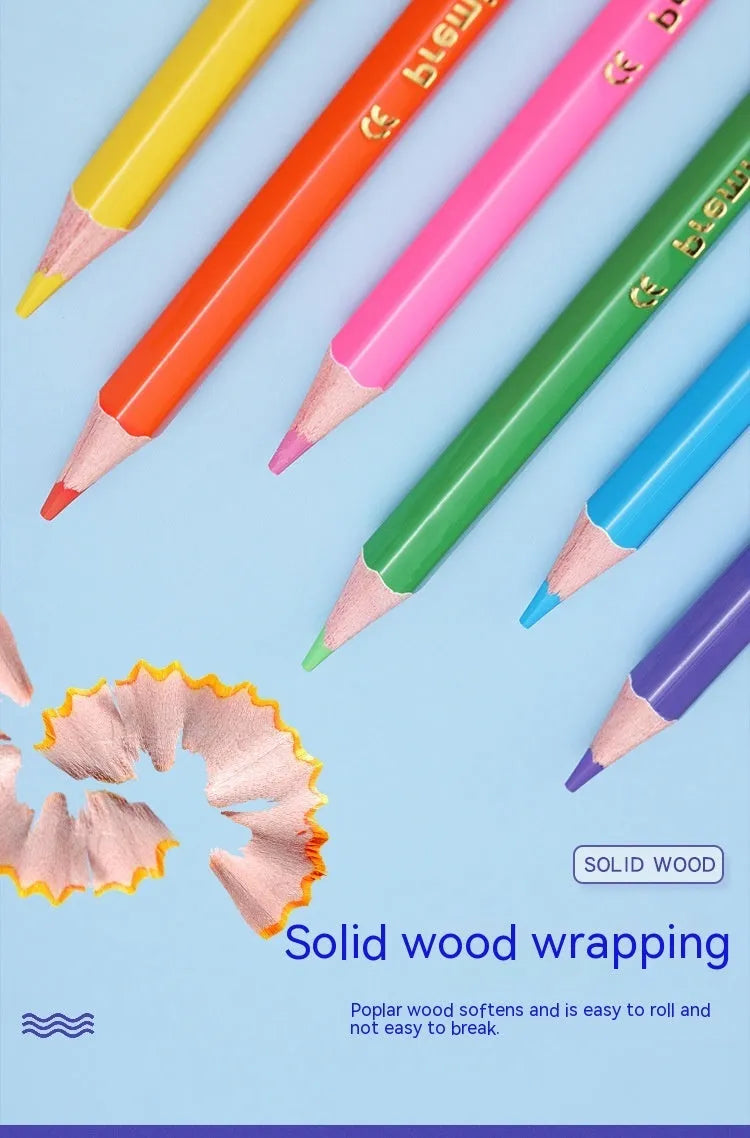 Wooden barrel colour pencil set with double-head design in student art configuration