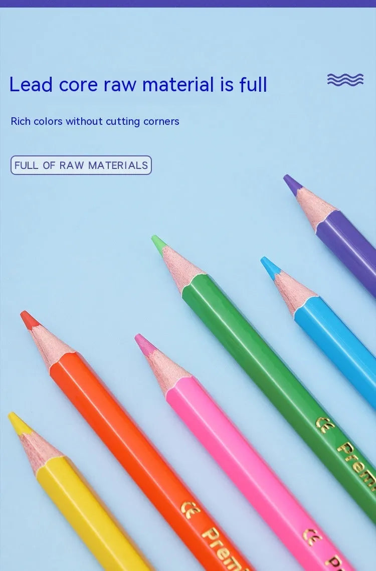 Wooden barrel colour pencil set with double-head design in student art configuration