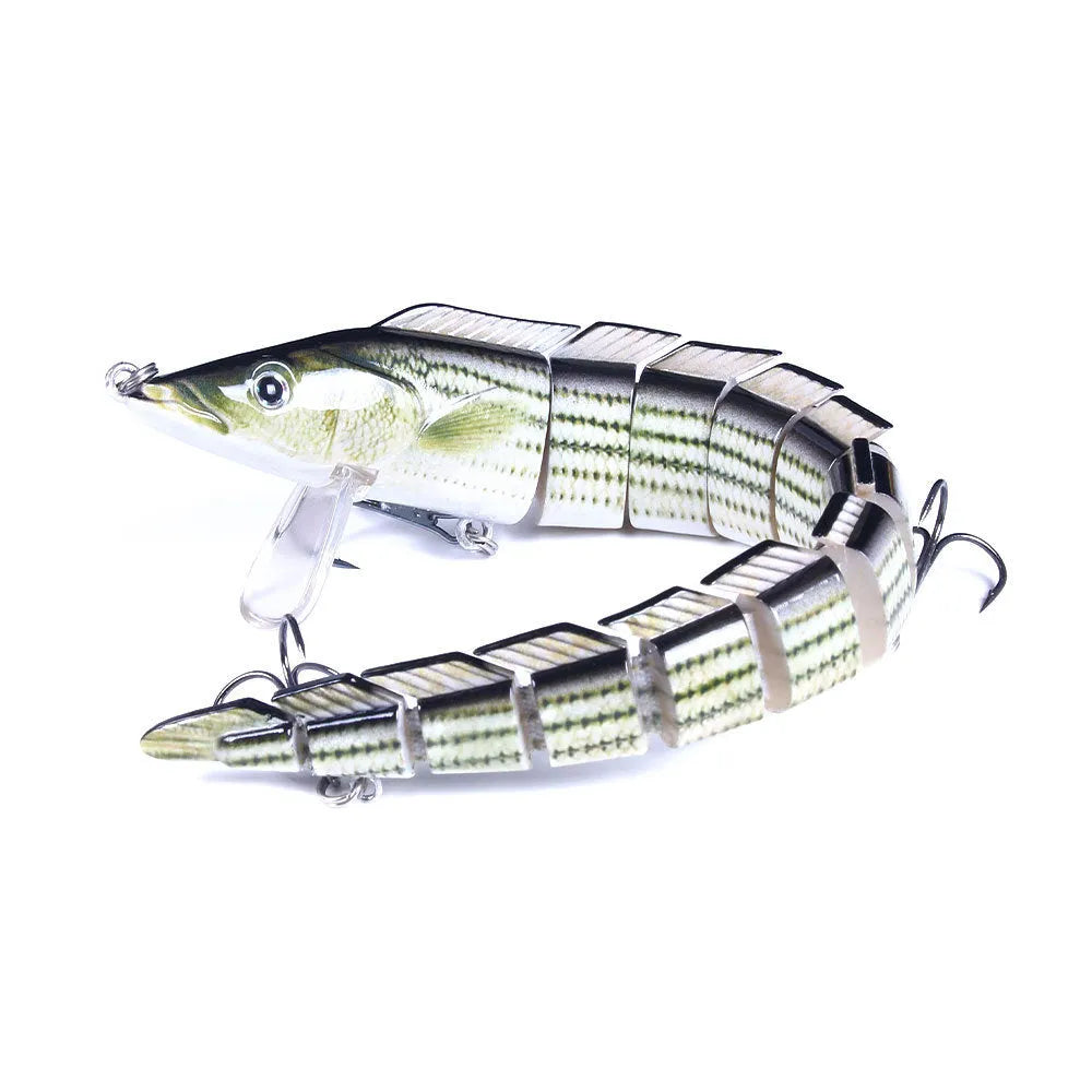 Multi-section soft plastic loach fishing lure measuring 23cm with integrated hook in JM029 colour pattern.