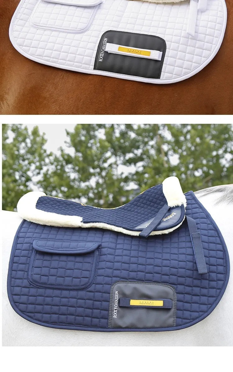 Riding shock absorption balance wool pad in black colour for equestrian and cycling waist protection
