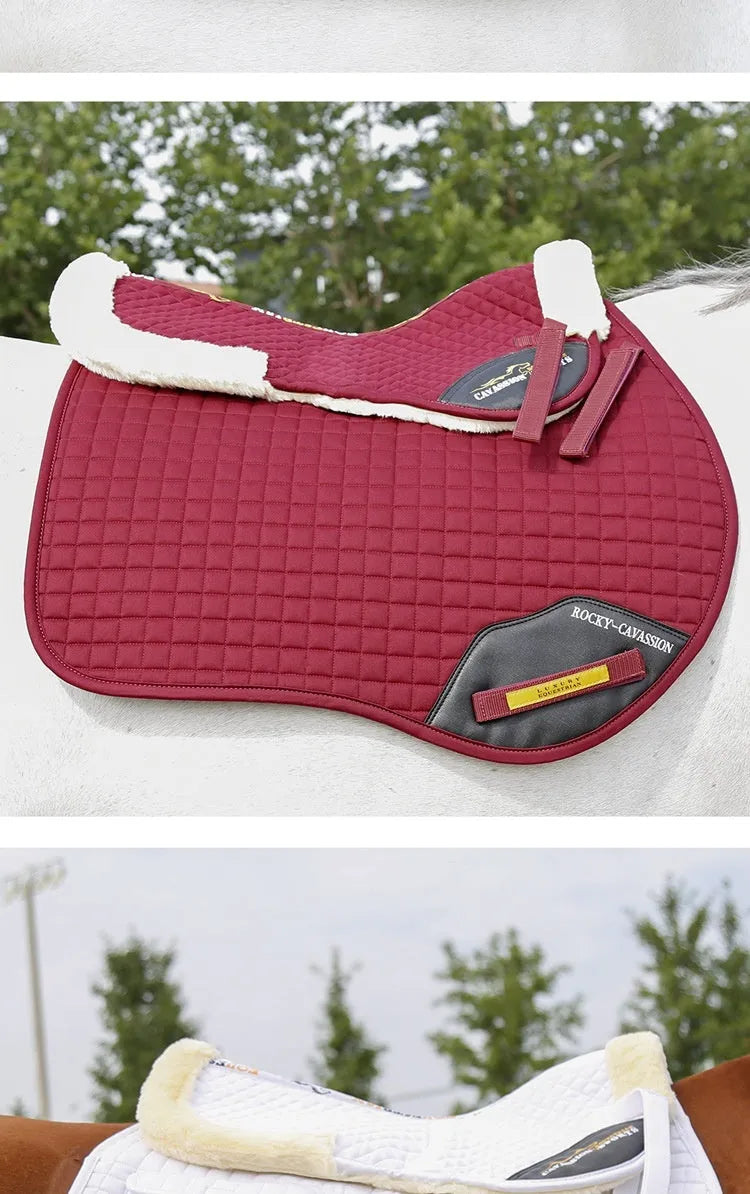 Riding shock absorption balance wool pad in black colour for equestrian and cycling waist protection