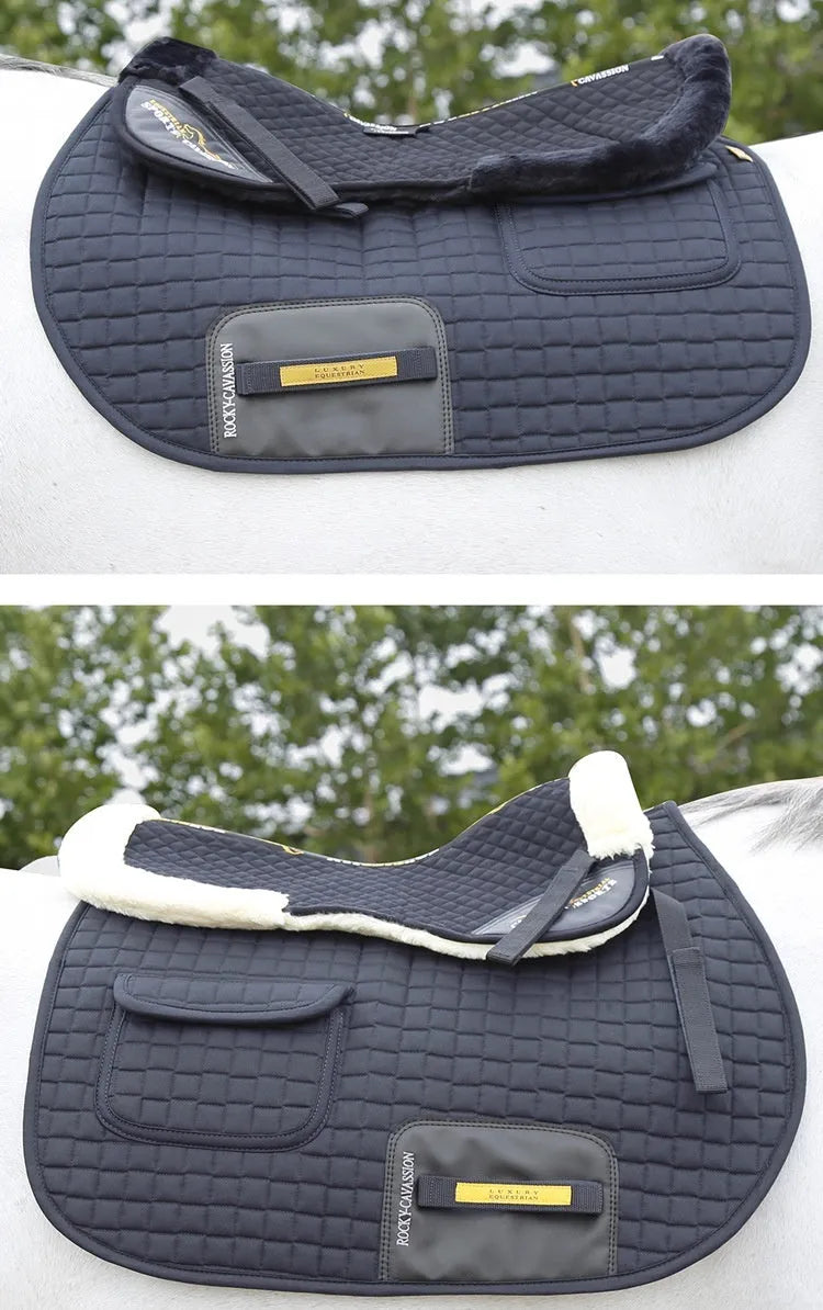 Riding shock absorption balance wool pad in black colour for equestrian and cycling waist protection