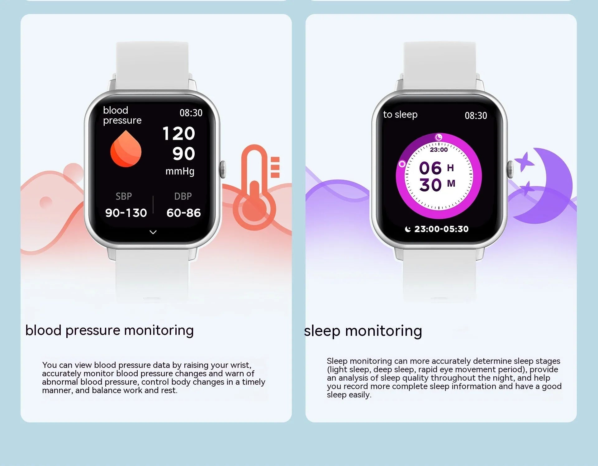 Bluetooth smart watch with heart rate monitoring and step counting on TFT touch screen display