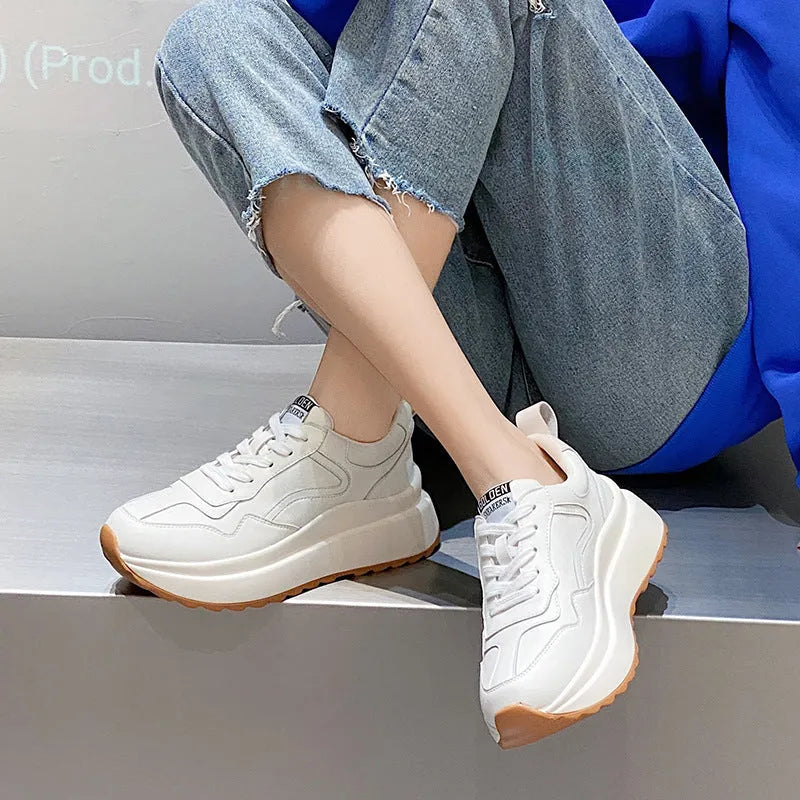 Women's beige cattlehide leather casual sports shoes with cross-strap design and lace-up closure