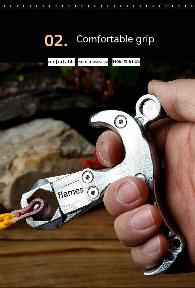 Zinc alloy archery release aid with two-axis harpoon clip for bow training