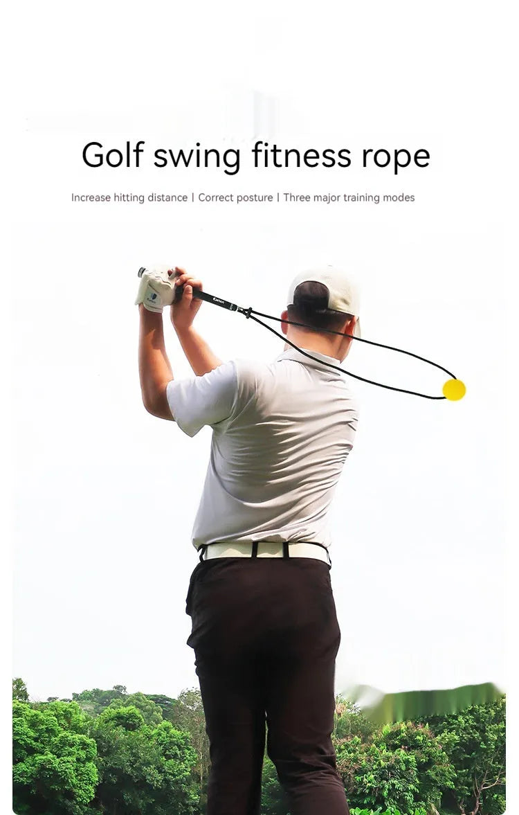 Black silicone elastic string golf swing training rope for physical correction practice