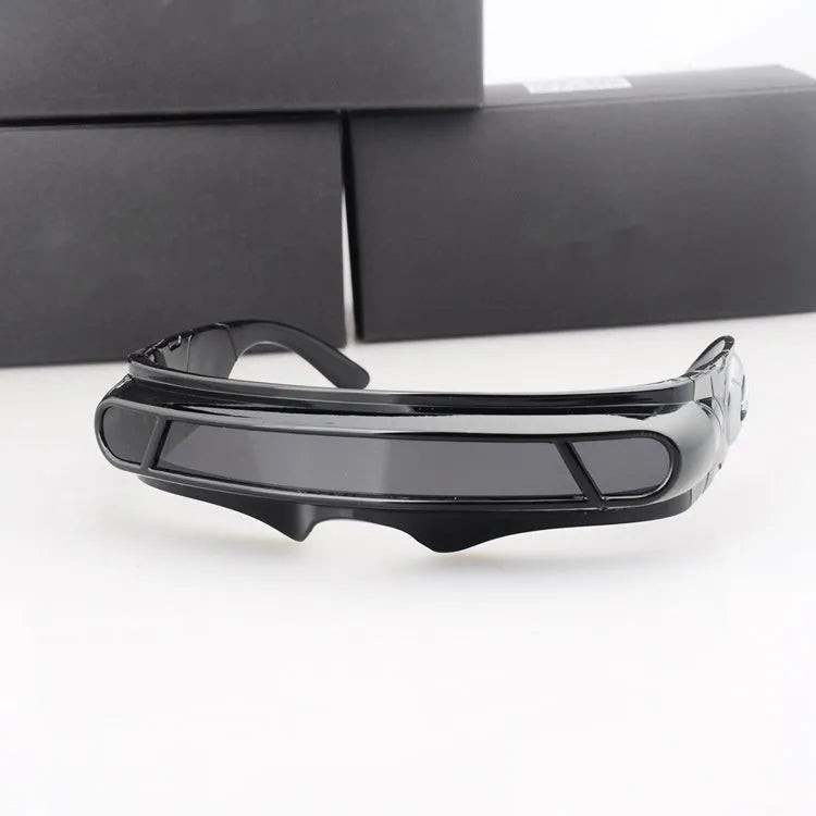 Black frame polarised sports sunglasses with blue mirror lenses in a full rim PC construction.