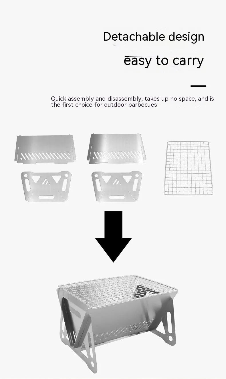 Folding stainless steel barbecue oven with grill plate and storage bag for outdoor use