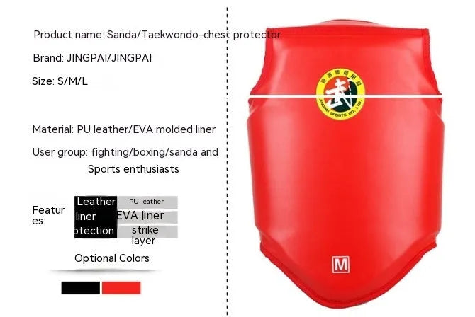 Red one-piece boxing helmet and chest protector training gear