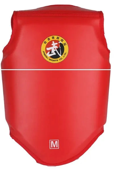 Red one-piece boxing helmet and chest protector training gear