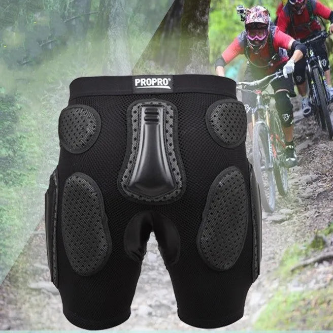 Black cycling hip protection pants with multifunctional design for sports safety