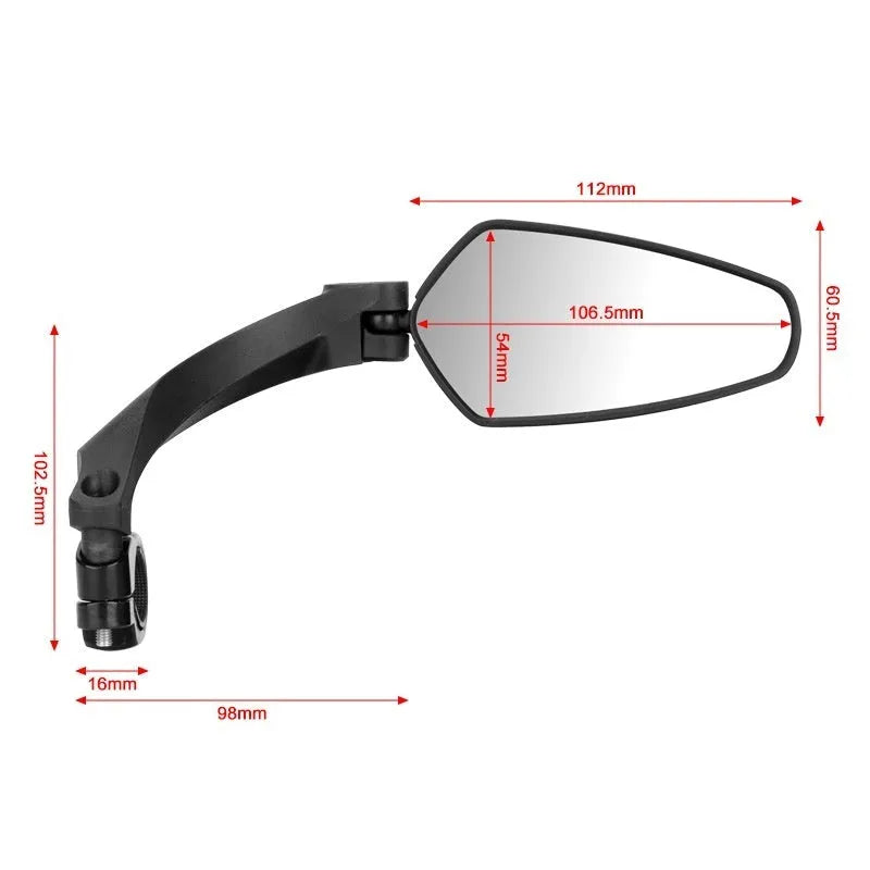 Black acrylic rearview mirror for mountain bike handlebars
