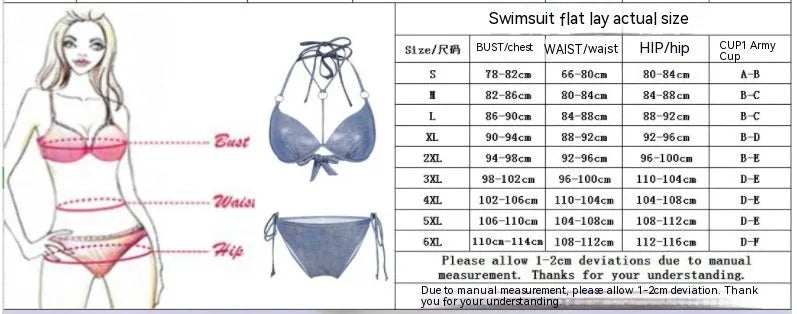 Blue women's printed split bikini swimsuit with top and shorts