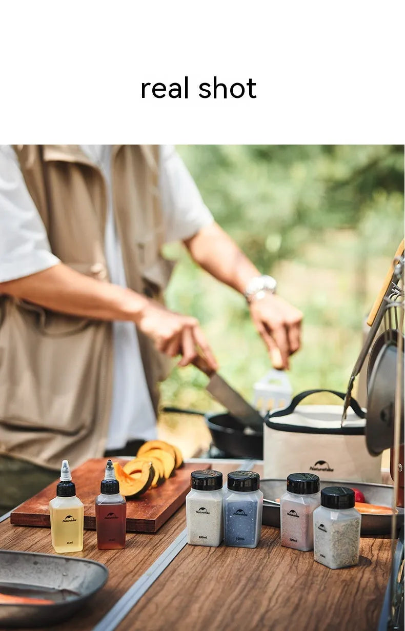 Naturehike portable seasoning bottle set with six PP plastic containers for outdoor cooking