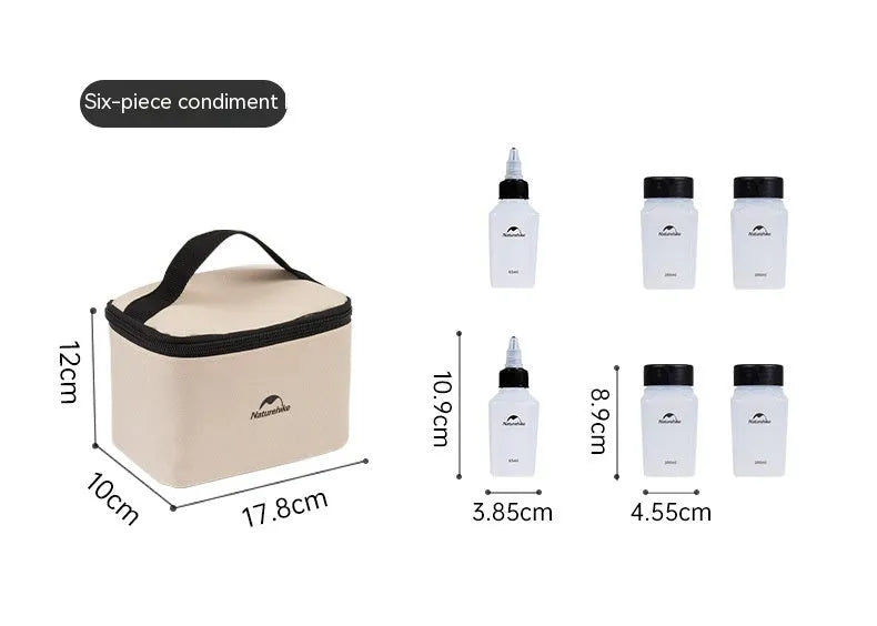 Naturehike portable seasoning bottle set with six PP plastic containers for outdoor cooking