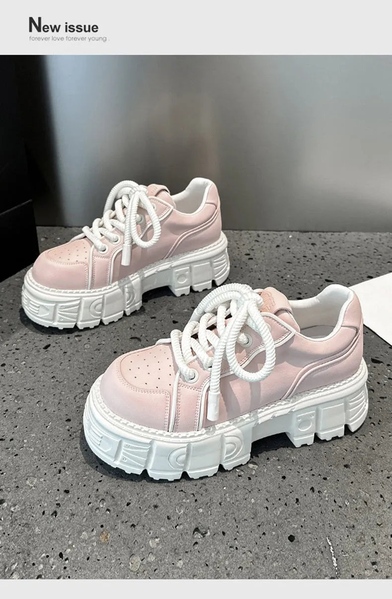 Women's beige leather casual shoes with subtle platform muffin bottom sole design