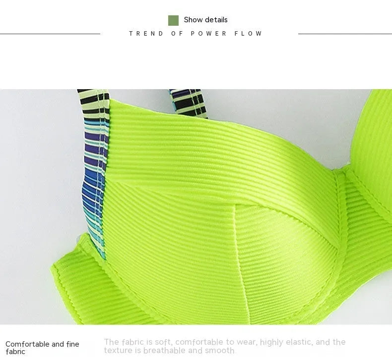 Women's green printed halter bikini with split-side briefs bottoms