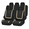 Universal car seat cover set showing fabric construction with headrest and seat protection
