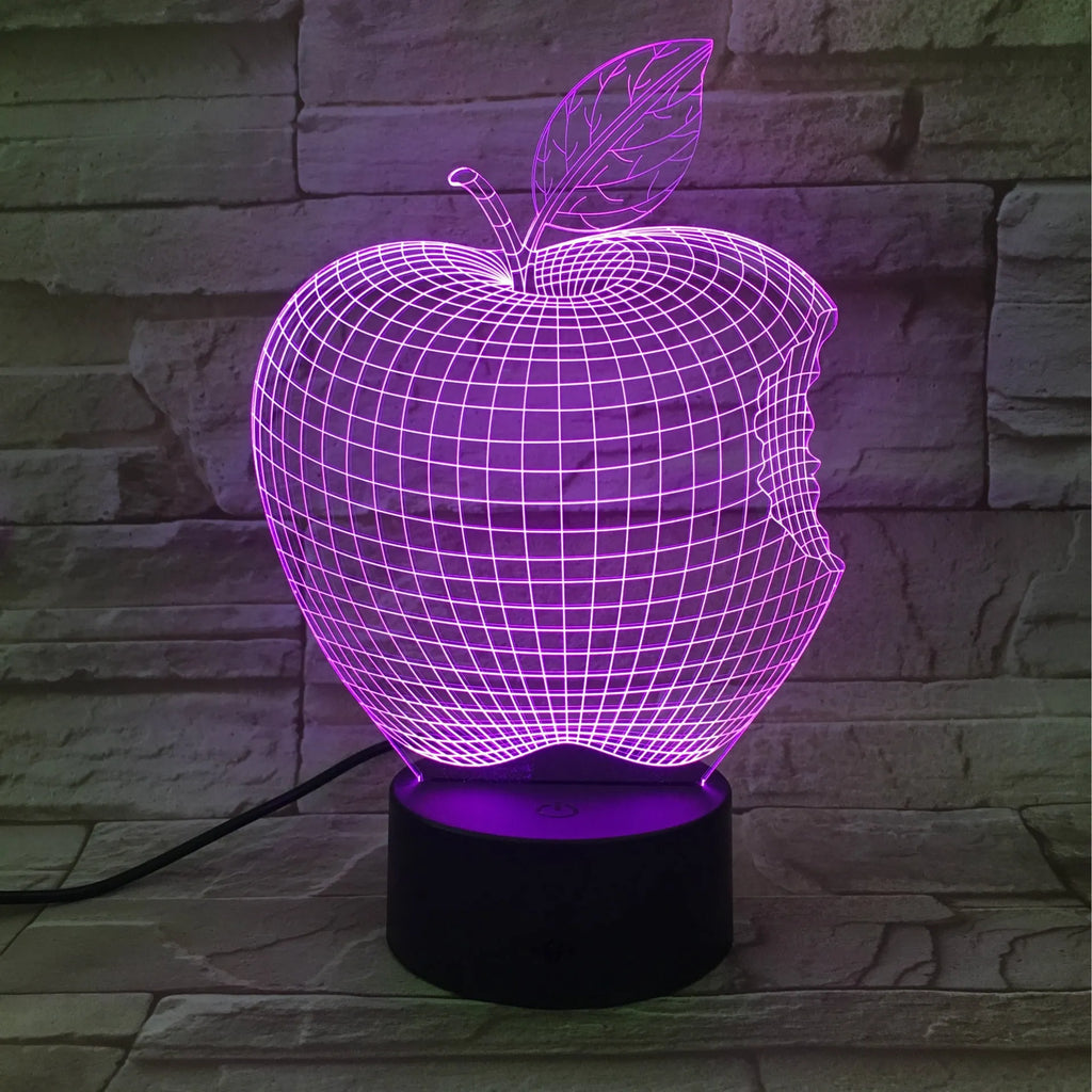 3D acrylic fruit-shaped LED night light with touch control and seven colour options.