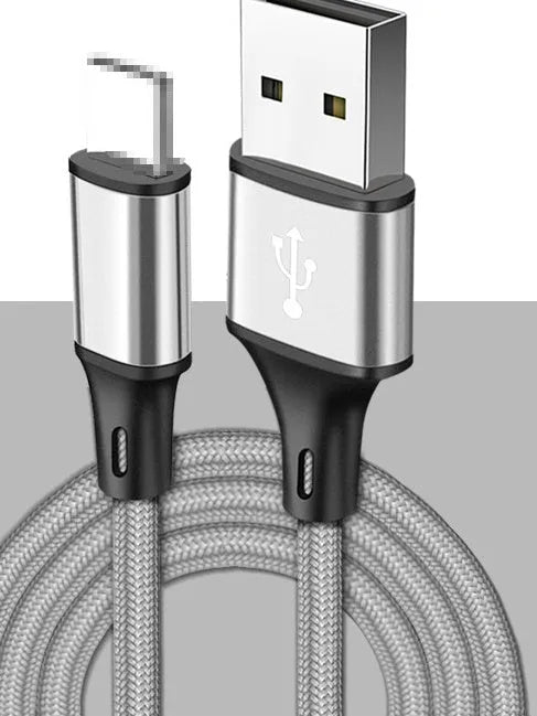 Long mobile phone data cable in multiple colours with Type-C and USB connectors