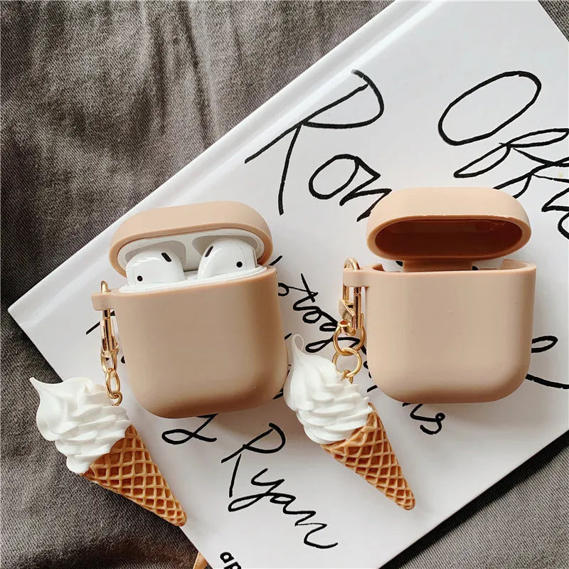 Cylinder ice cream design silicone case for Apple AirPods 2 wireless headphones