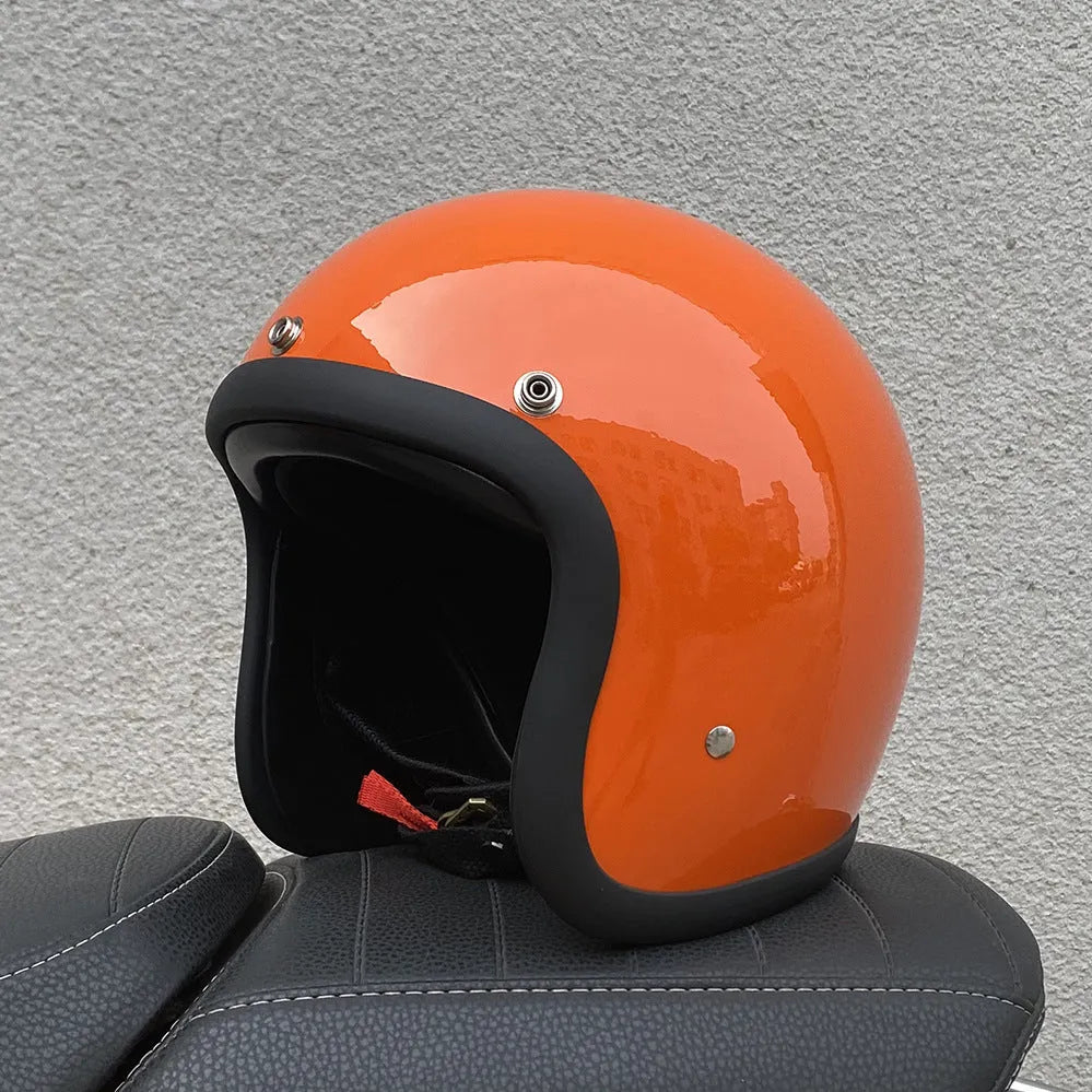 FRP retro-style half motorcycle helmet shown in a cement grey colour variant.
