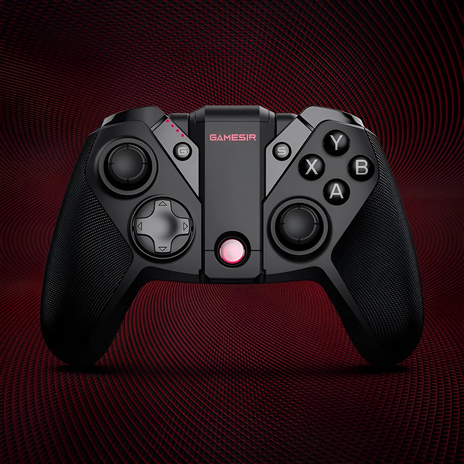 Black Gaishi chicken handle wired gaming controller with Type-C cable on a grey background.