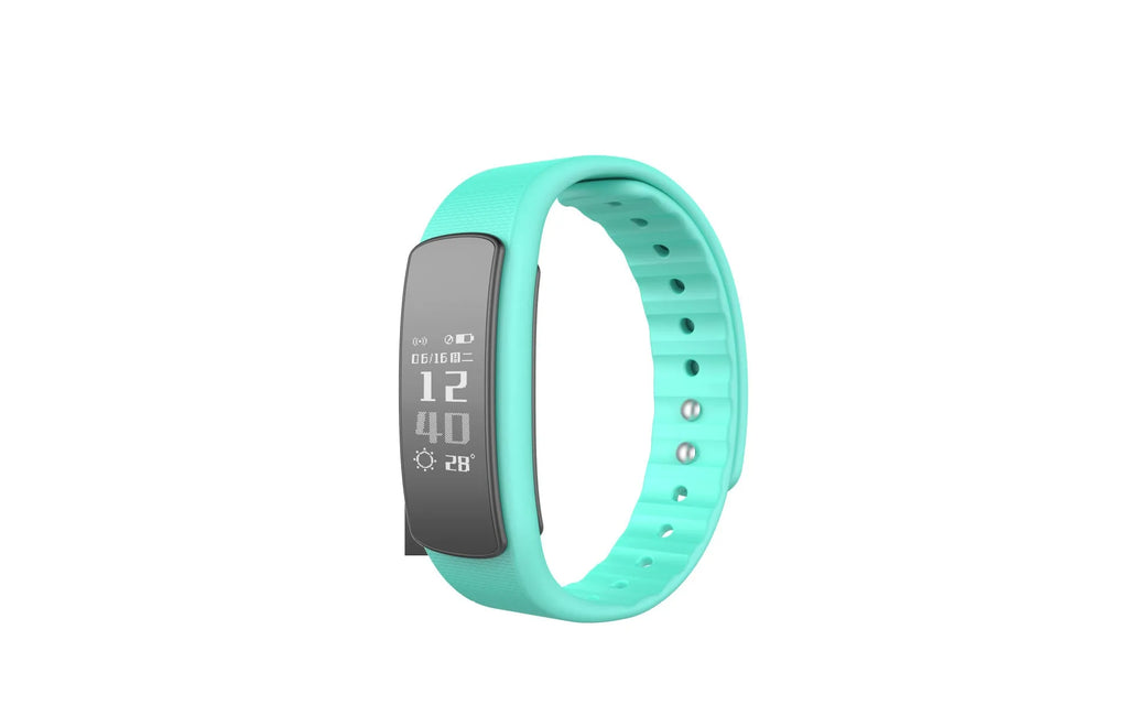 I6 smart sports bracelet with 0.96-inch touch screen in black colour on wrist