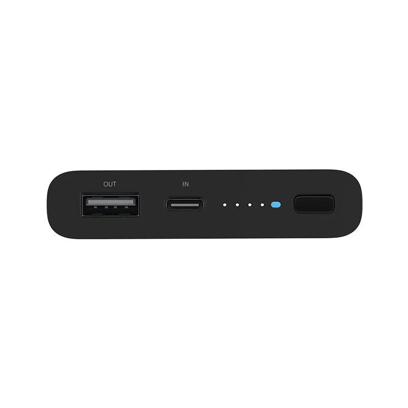 White or black 10000mAh power bank with USB-C port and wireless charging