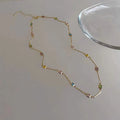 Square colour crystal clavicle chain necklace with geometric pendants in gold tone finish