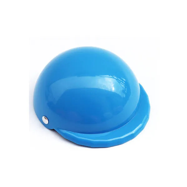 Solid colour plastic dog motorcycle helmet cap in Japanese South Korea style on a pink background.