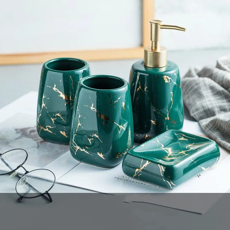 Ceramic bathroom wash set in light luxury style with fine porcelain construction