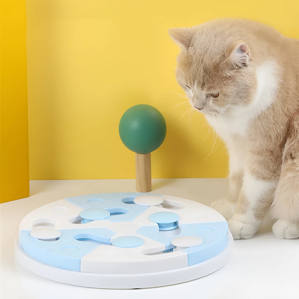 Blue and white PP jigsaw puzzle feeding tray for dogs